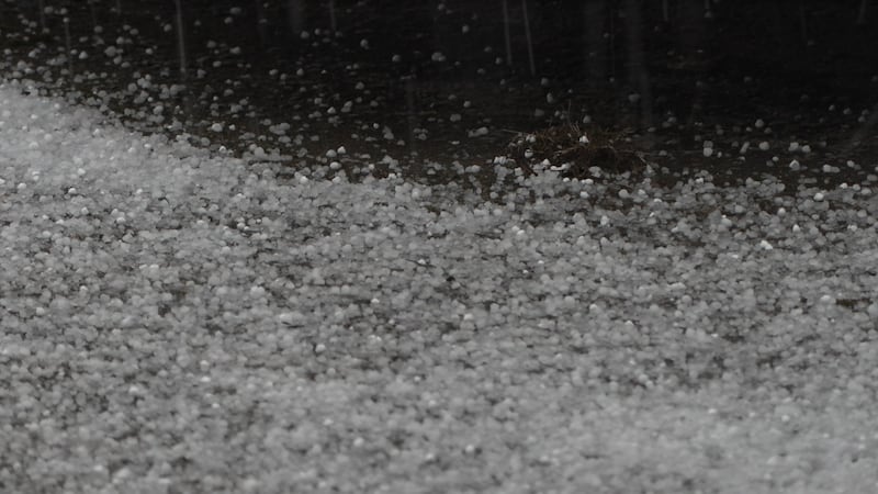 Hail falls in Terrace yesterday