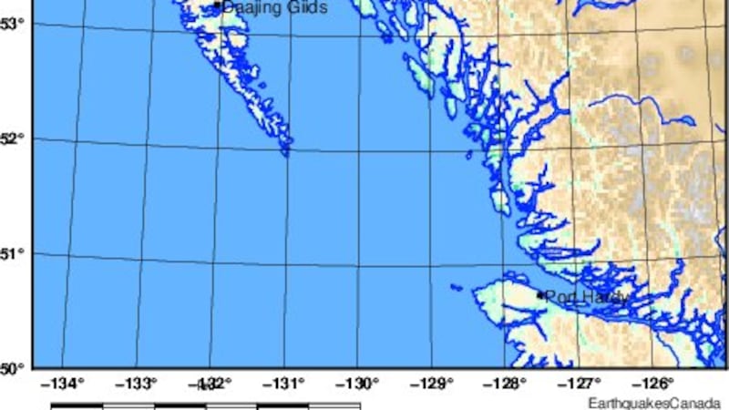 Earthquake strikes near Skidegate and Daajing Giids