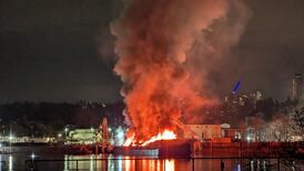 Barge fire sends massive plume of smoke over Surrey, B.C., and neighbouring cities