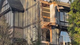 ‘It took out a children’s bedroom window’: Toppled tree destroys part of B.C. townhouse 